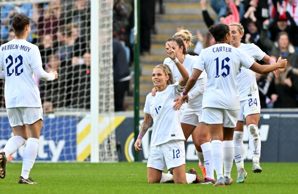 Rachel Daly netted her first brace in the Arnold Clark Cup on Sunday