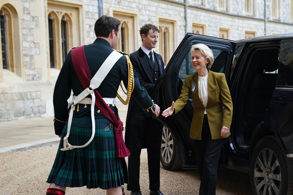 European Commission president Ursula von der Leyen arriving at Windsor Castle, Berkshire this afternoon