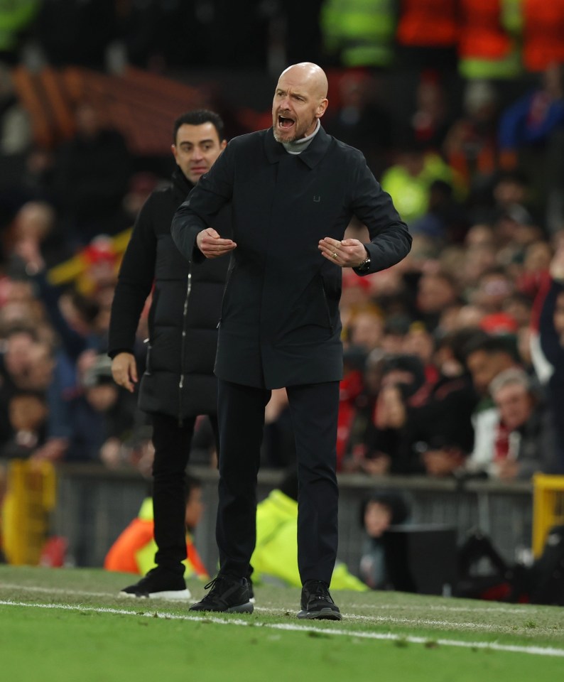 Erik ten Hag cut a frustrated figure throughout the first half