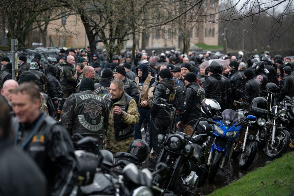 The funeral of Allan Morrison, founder and president of the Blue Angels Motorcycle Club in Scotland