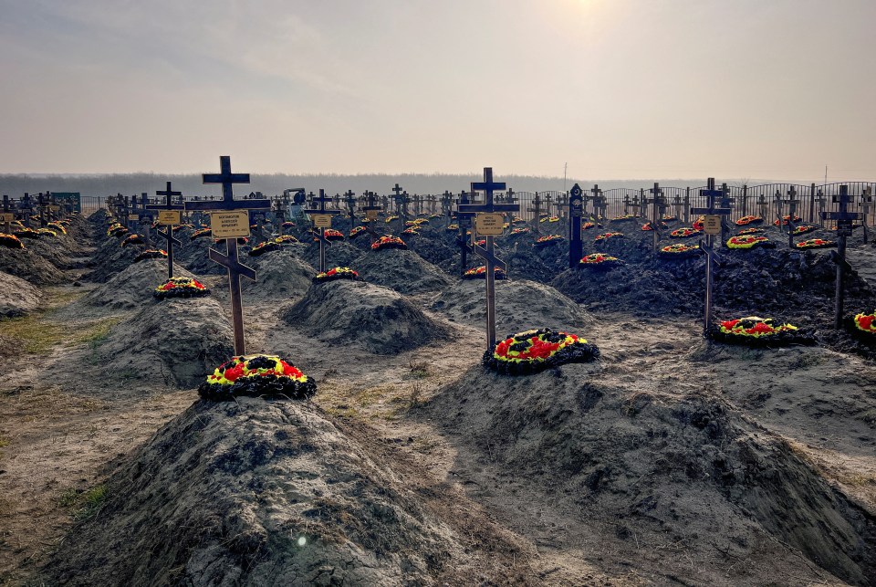 Row upon row of killed-in-action Wagner Group mercenaries - branded as 'just meat' by soldier Andriy - lie in a hastily dug cemetery in Krasnodar, Russia