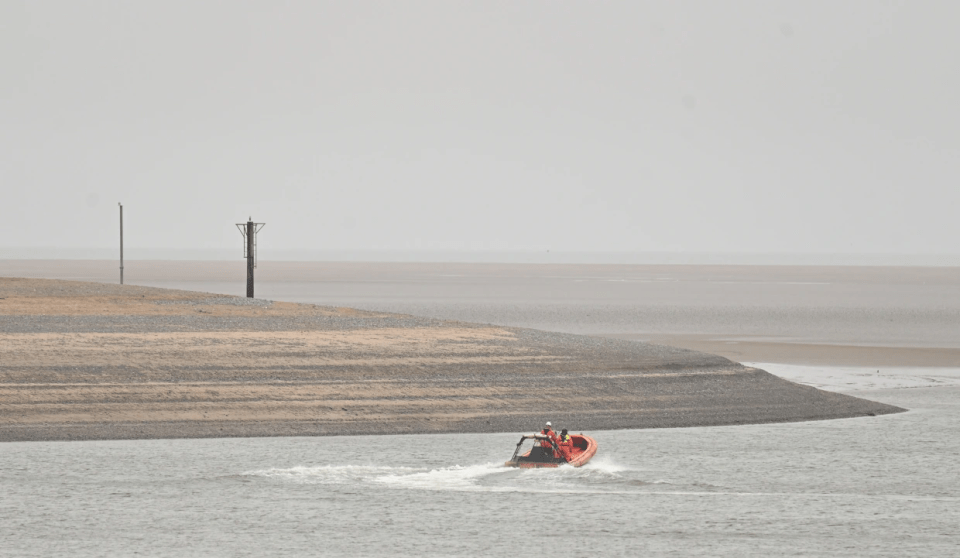 Search and rescue boats out in Morecambe Bay