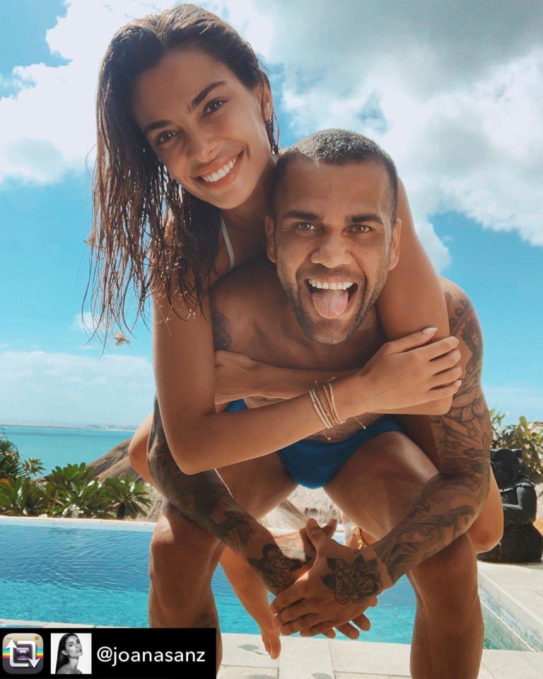 Model wife Joana Sanz has removed pictures of Alves from her social media