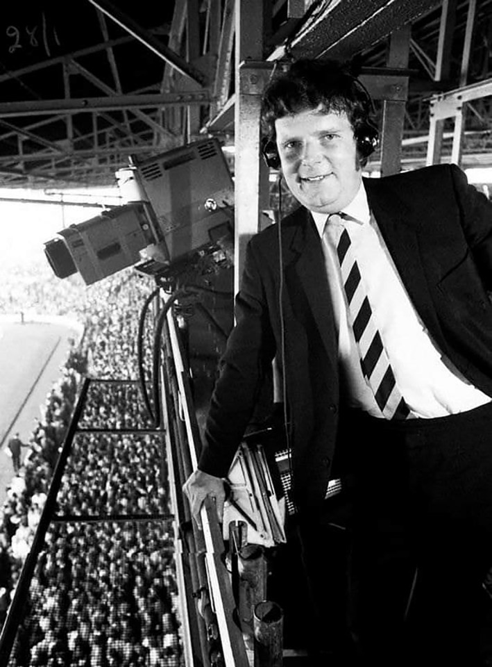 Motson takes the mic at Old Trafford in his first season of 1971/72