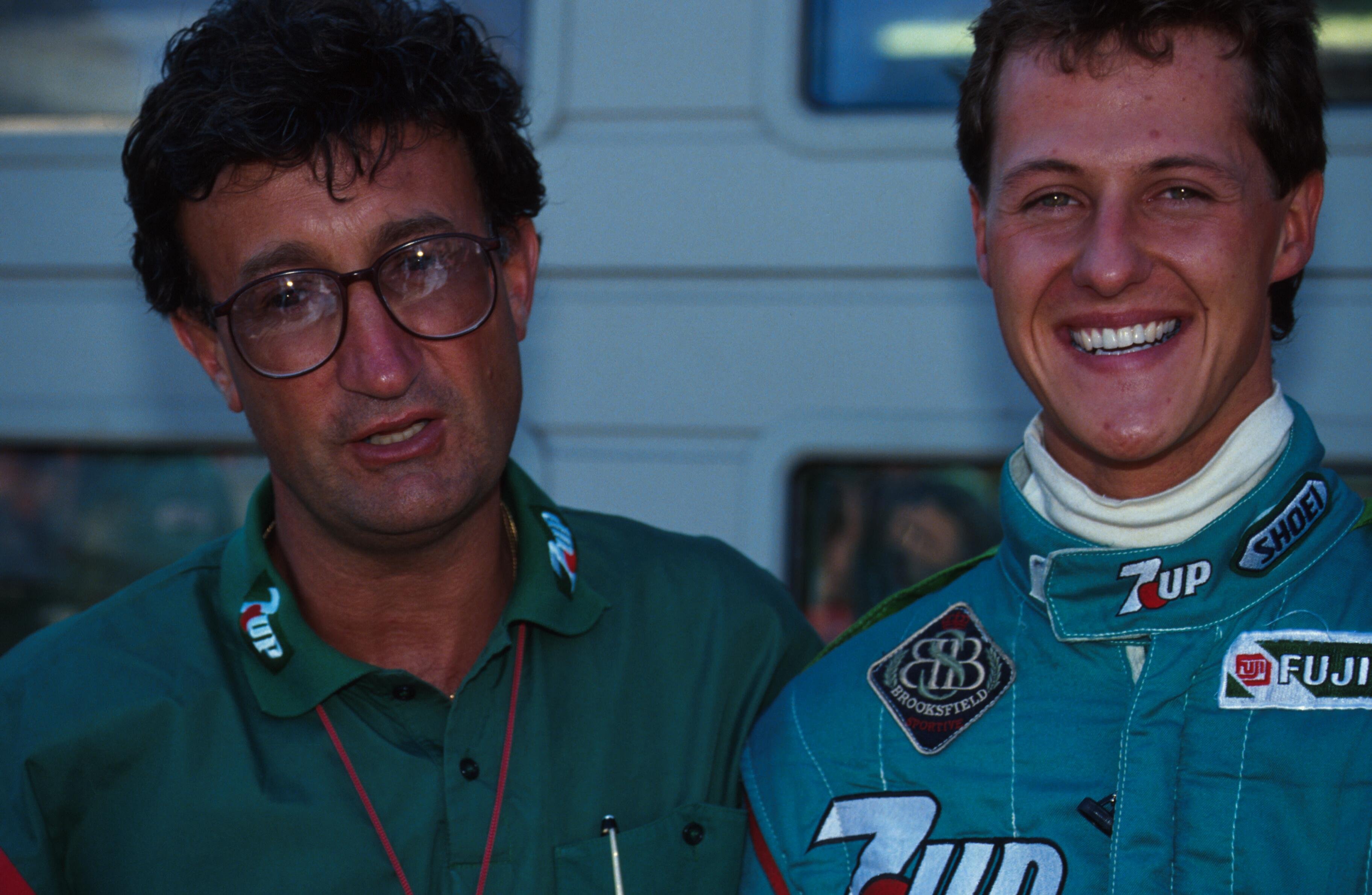 Eddie Jordan (left) with Schumacher in 1991 - the former F1 boss asked to see Michael after the skiing accident but his request was rejected