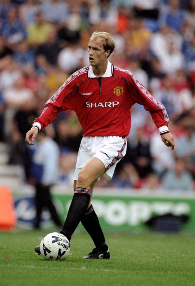 Jordi Cruyff of Manchester United in action during a pre-season friendly match against Wigan Athletic in 1999.