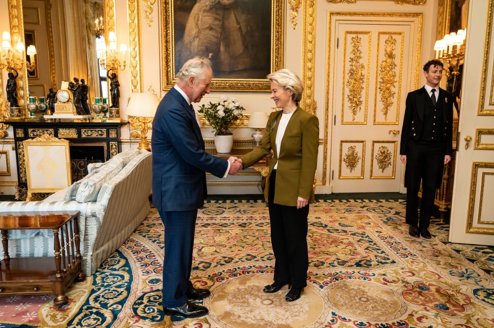 King Charles III receives European Commission president Ursula von der Leyen during an audience at Windsor Castle, Berkshire