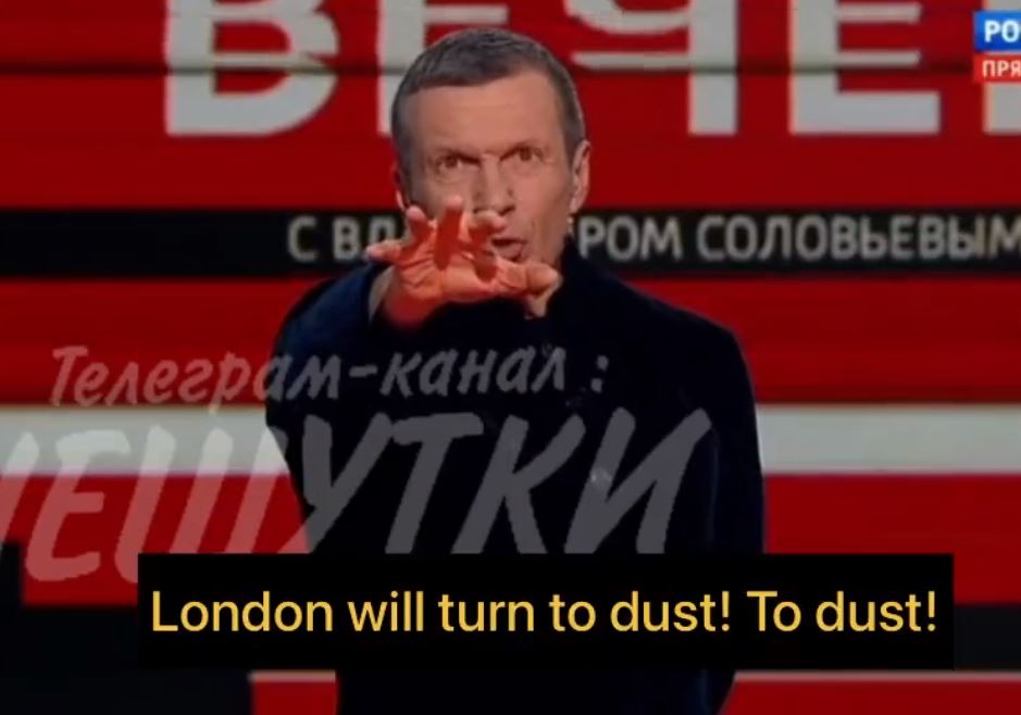 Vladimir Solovyov ranting on Russian TV about Britain