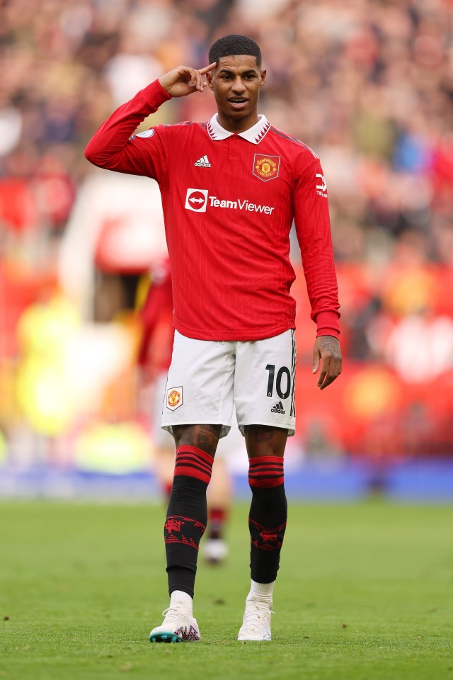 Rashford celebrates after his strike on 56 minutes was allowed, killing off Leicester's hopes of a Prem comeback