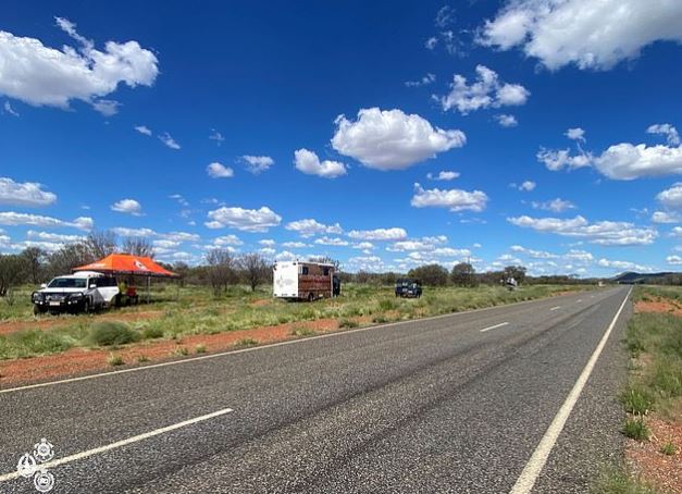 Police at the search site north of Alice Springs last month