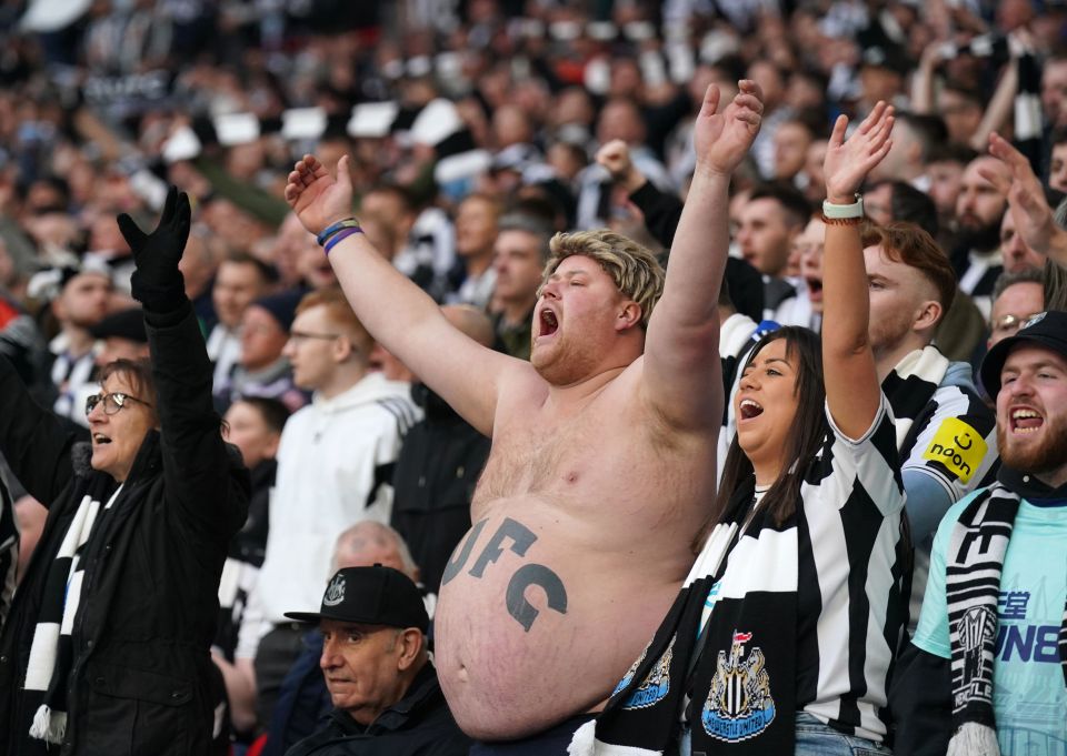 The fan has a NUFC tattoo on his belly