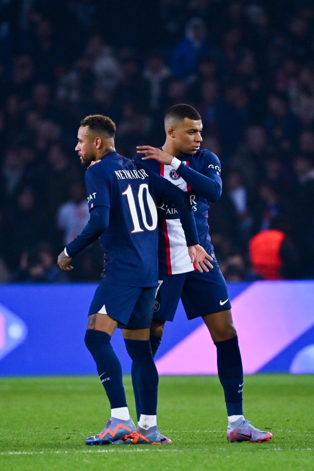 Neymar and Mbappe during Psg's defeat to Bayern Munich.