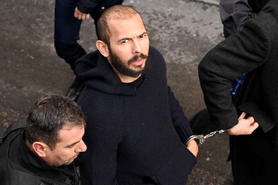 Andrew Tate at court in Bucharest for a bail hearing