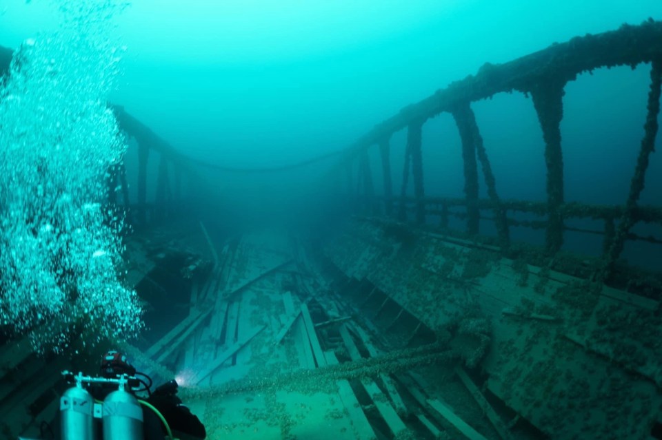 A cache of rare 19th-century whiskey and gold coins are stashed inside the ship