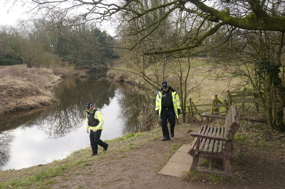 Cop activity near the bench where the mum’s phone was found