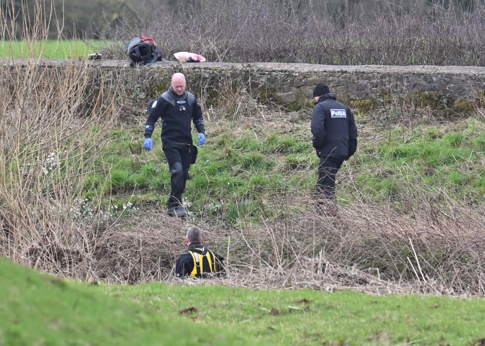 Police dive teams, not far from where Nicola went missing