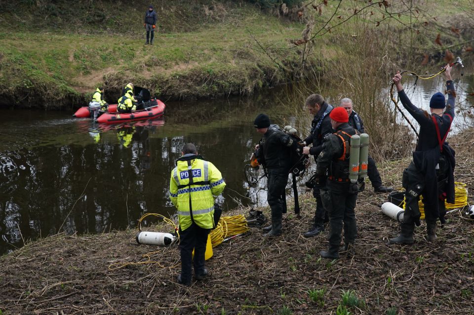 Cops and specialist divers continue to search the river where she went missing