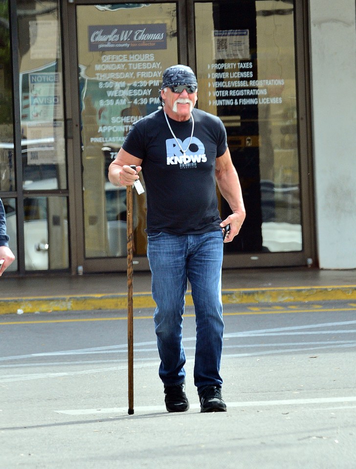 The Hulkster was spotted walking with a stick in Florida on Friday