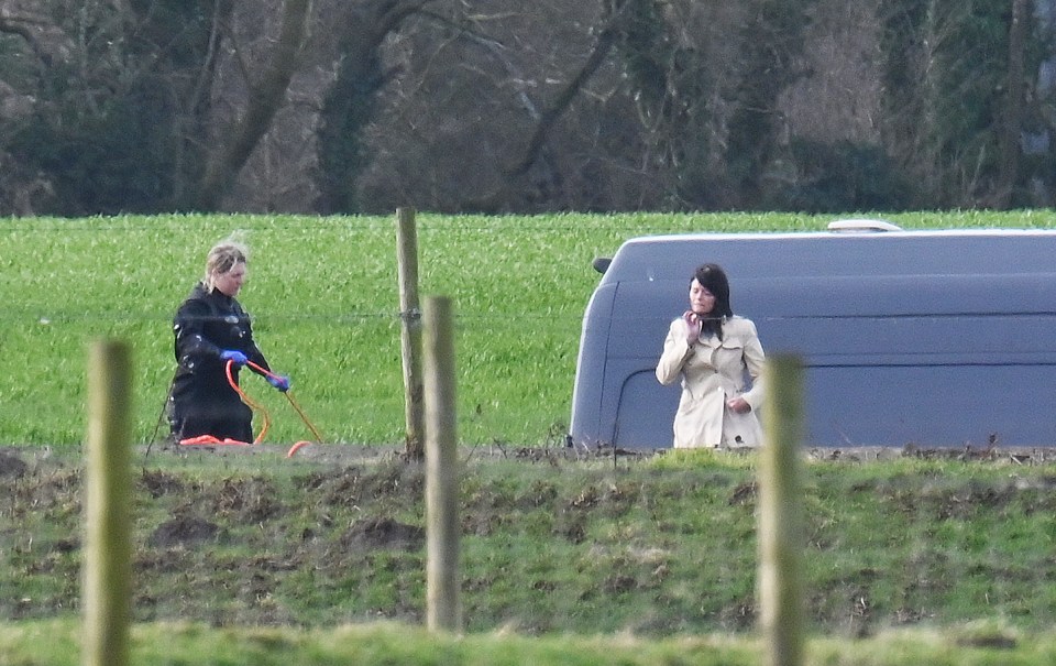 Det Supt Rebecca Smith, right, supervises teams at the scene of the find