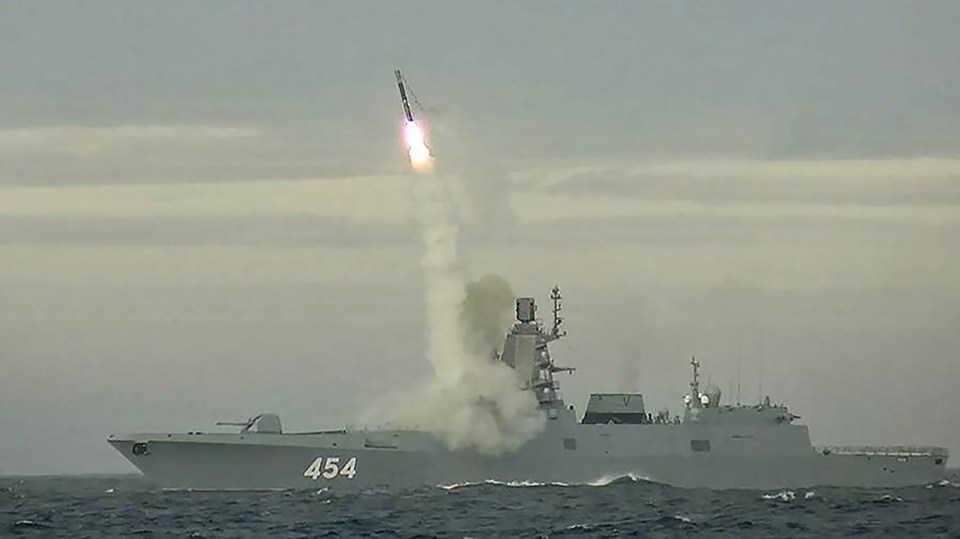 Russian warship the Admiral Gorshkov testing a nuclear capable missile in the Arctic