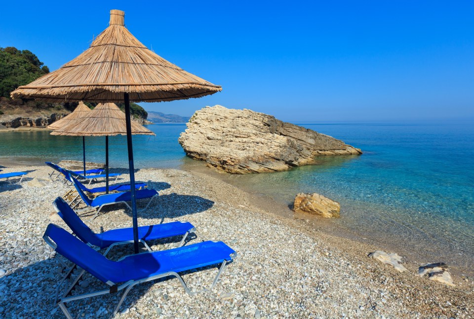 Summer morning at the Pulebardha Beach in Saranda