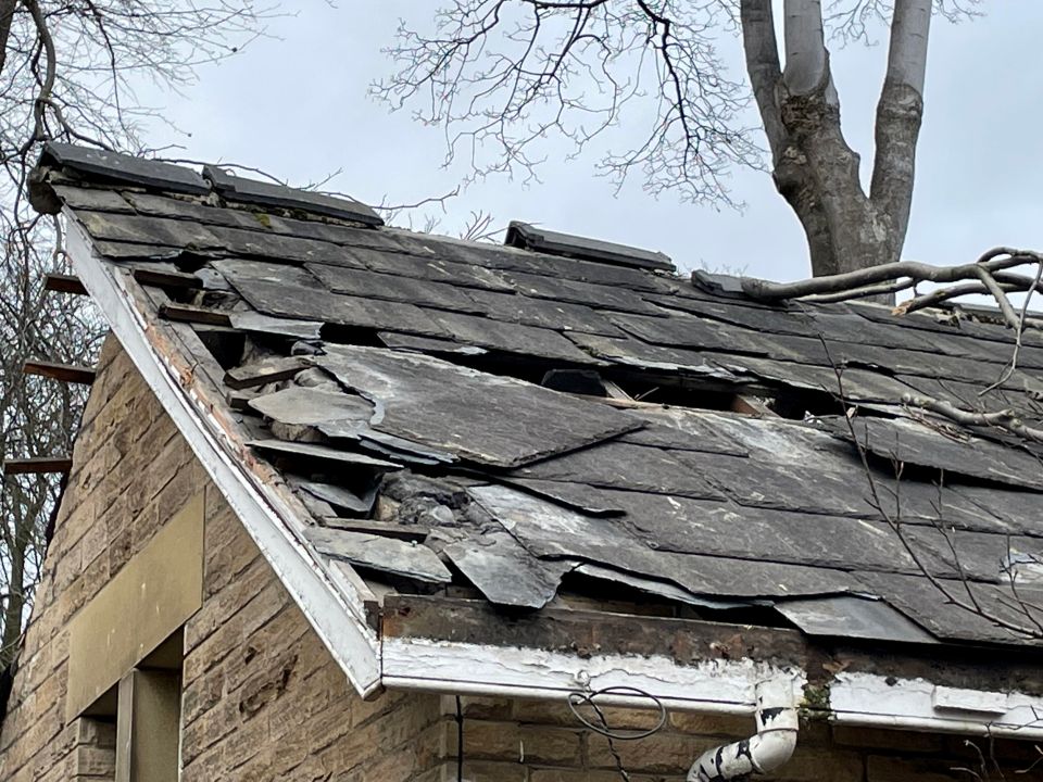 A damaged property in Sheffield during Storm Otto