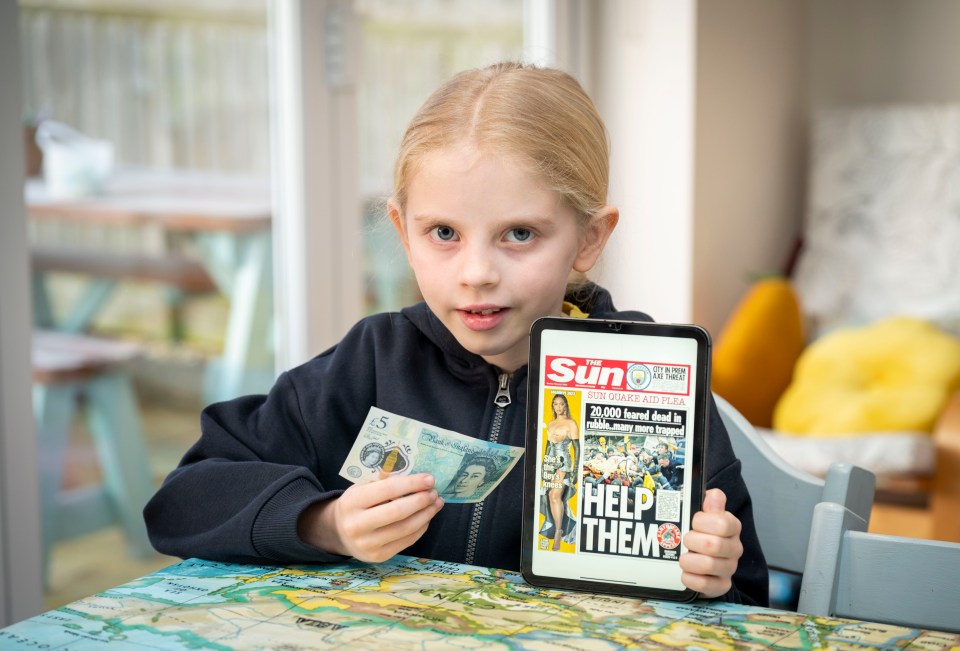 Daisy Jones, 8, donated five pounds of her birthday money to the Sun’s Earthquake appeal