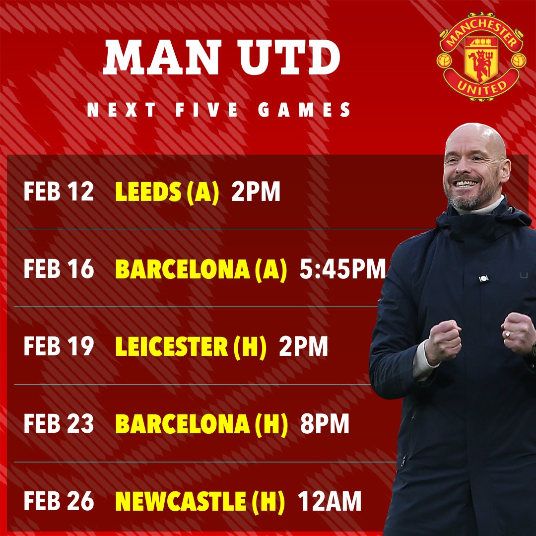 Man Utd's next five games