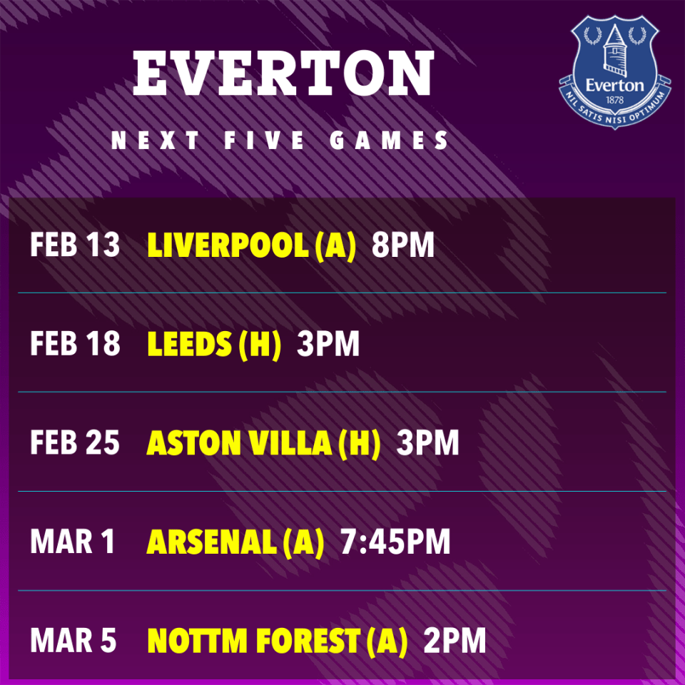 Everton have some big games coming up next