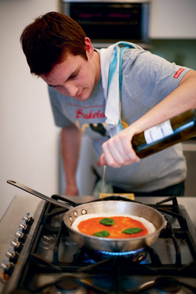 Start by turning your grill to its highest setting and place an ovenproof frying pan over the high heat