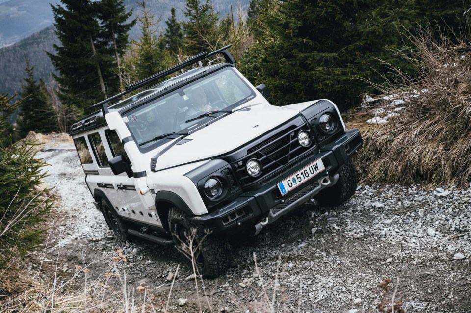 The Grenadiers have LED front lights, a chunky front bumper and steel wheels