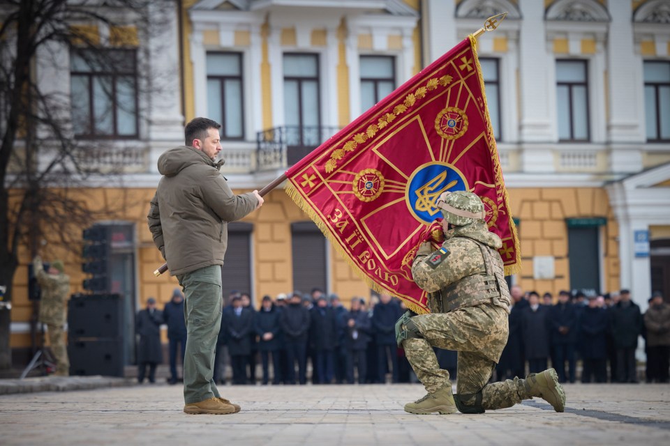 Zelensky handed out medals to his brave troops during a commemorative event in Kyiv