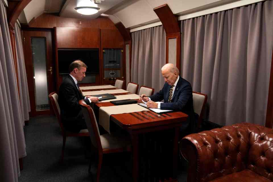 Joe Biden travelled through Ukraine on an armoured train with national security adviser Jake Sullivan