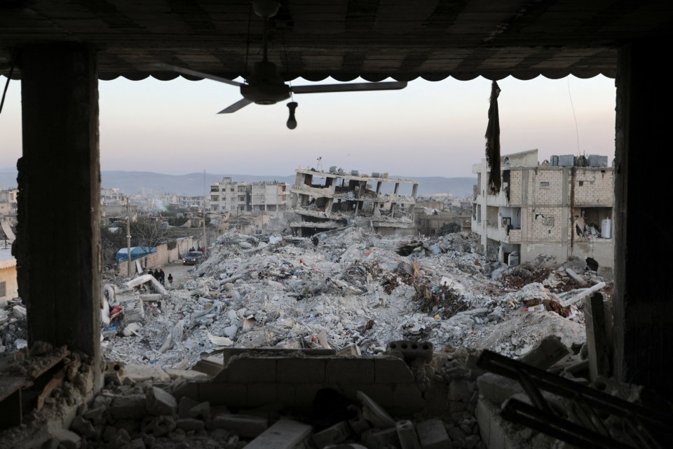 A view of the damage inflicted by the earthquakes in the rebel-held town of Jandaris, near Aleppo