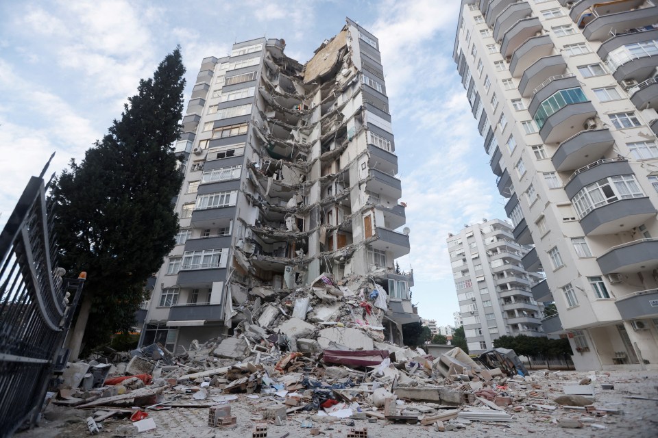 A wrecked apartment block in Adana, which is near the earthquake epicentre