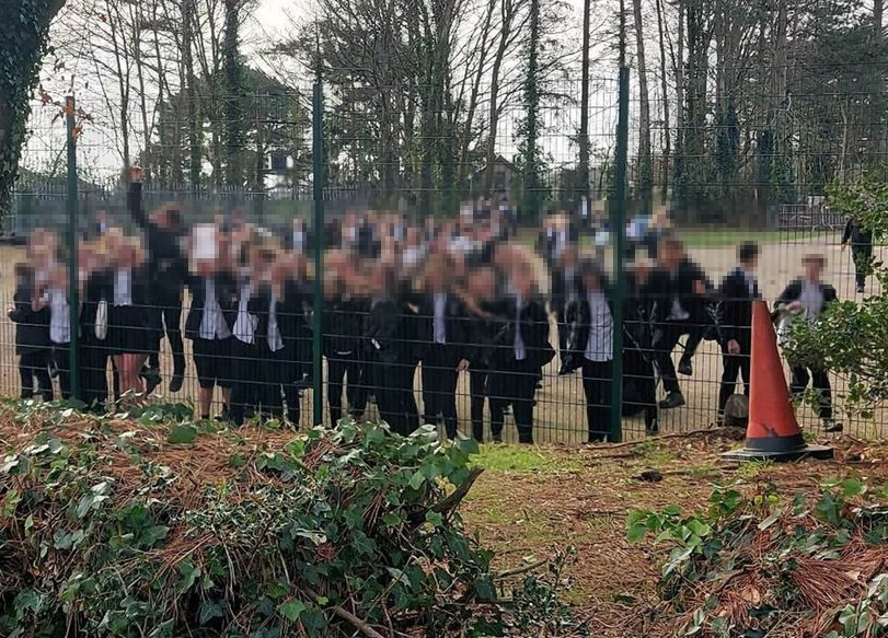 Pupils protesting about their school's new toilet rules