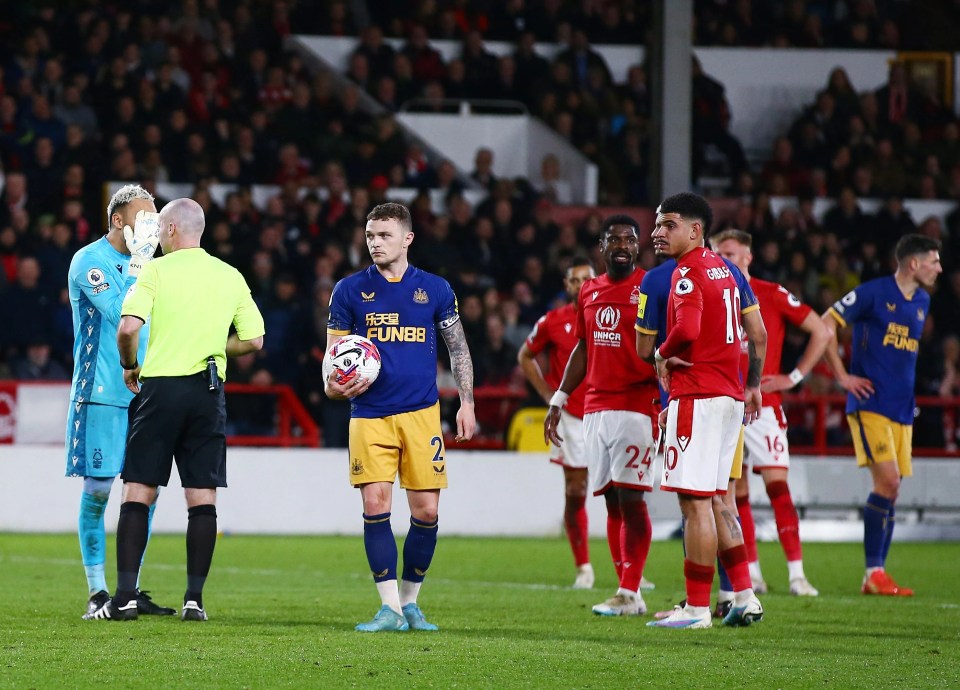 Kieran Trippier held the ball as if he was going to take the penalty spot