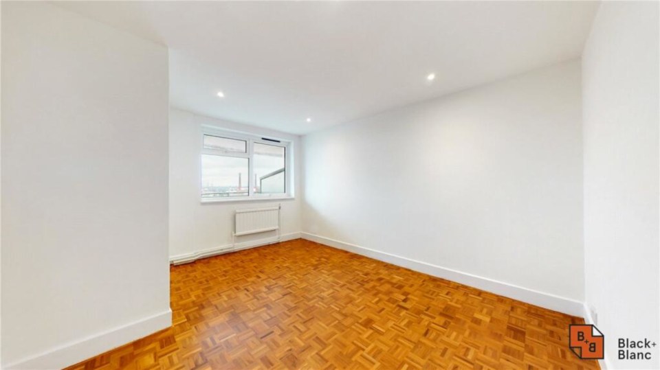 The two-bedroom flat has been renovated and is now up for grabs