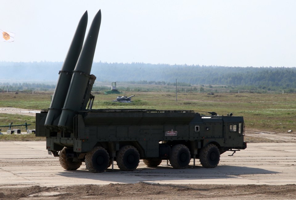 A Russian Iskander-E missile launcher on display at the International Military Technical Forum ‘Army 2022’