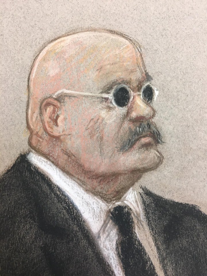 Prisoner Charles Bronson is seen in his trademark glasses during a public parole hearing earlier this week