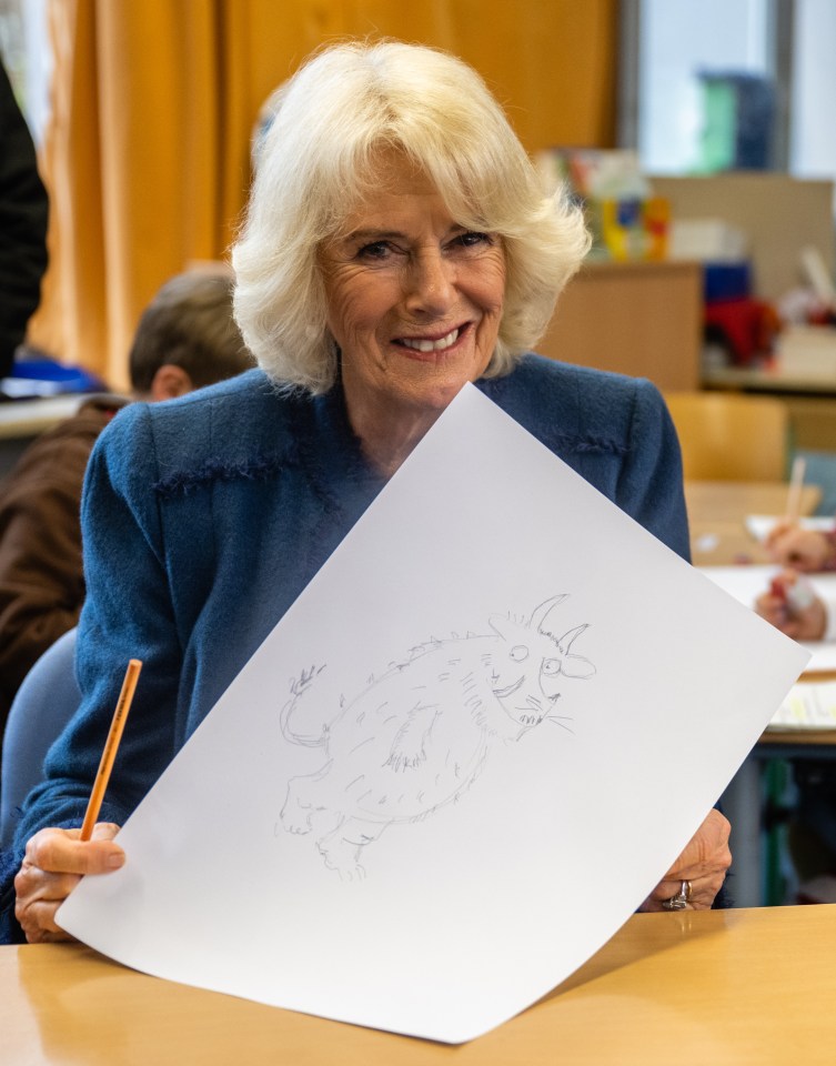 Camilla revealed her artistic talent with a sketch of children’s book character The Gruffalo