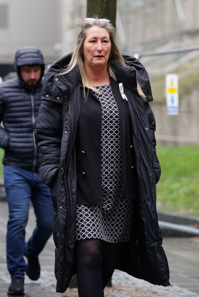 The youngster's mum Cheryl Korbel, who was injured in the shooting, arriving for the trial