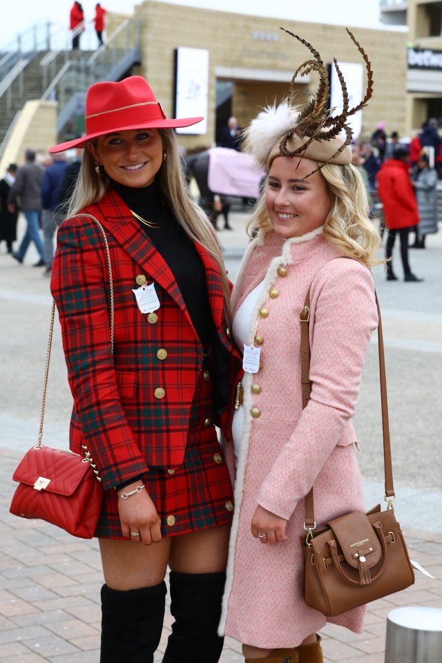 Ladies’ Day arrivals looked chic in checked suits and stylish coats