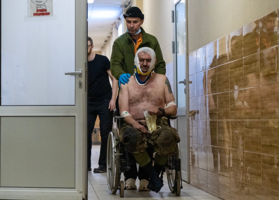 A soldier injured in the fighting pictured at a local hospital