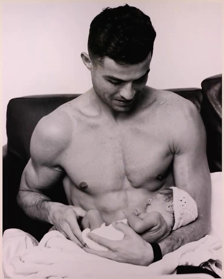 Ronaldo holds the couple's new baby Bella