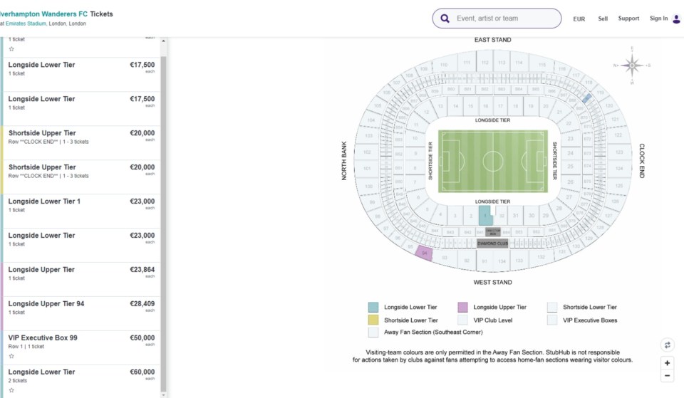 Tickets are on sale for huge sums for Arsenal's final Prem game of the season