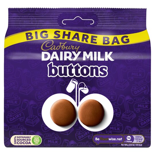 Cadbury has shrunk the size of its large Dairy Milk Chocolate Button share pouches