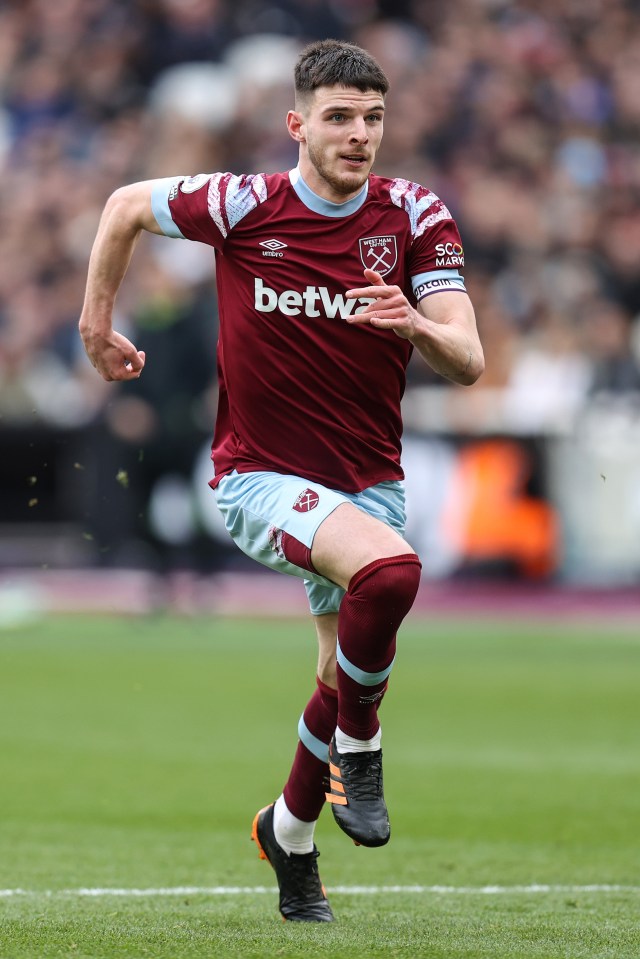 Declan Rice has made 229 appearances for West Ham after rising through the ranks at their academy