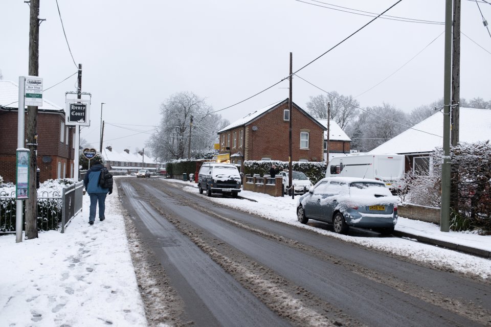 Snow in Ash Vale, Surrey, on March 8