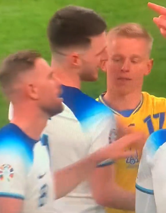 Arsenal fans are convinced they know what Zinchenko said to Rice